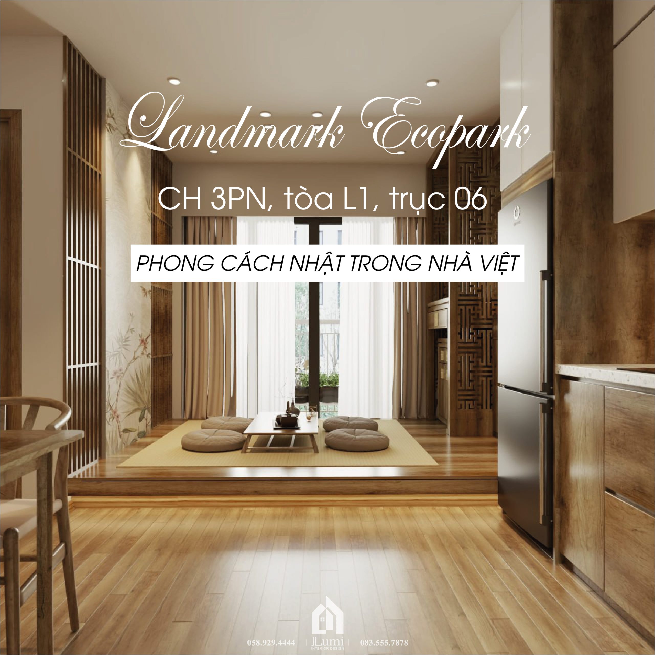 Thiết kế Nội thất Căn hộ 3PN Eco Landmark L1 – Trục 06