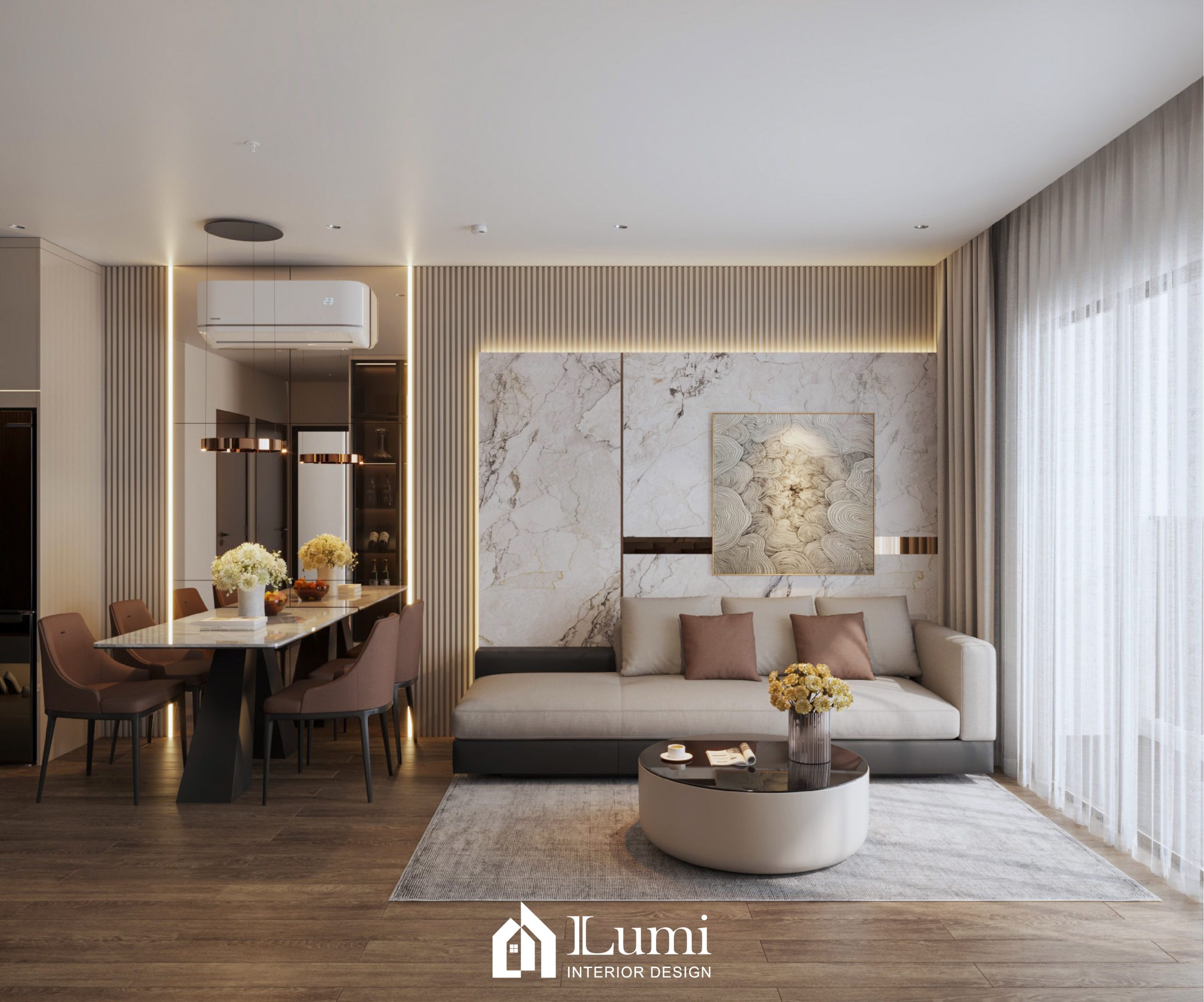 Thiết kế 3D Căn hộ 2PN The Zurich 1, Vinhomes Ocean Park – Bản giao hưởng vật liệu tinh bản | CĐT: Anh Đạt (ZR1 0311)